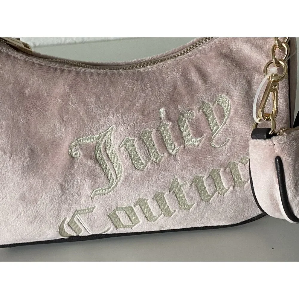 Juicy Couture Dusty Blush & Chocolate Better Together Hobo Bag With Mini Bag NEW